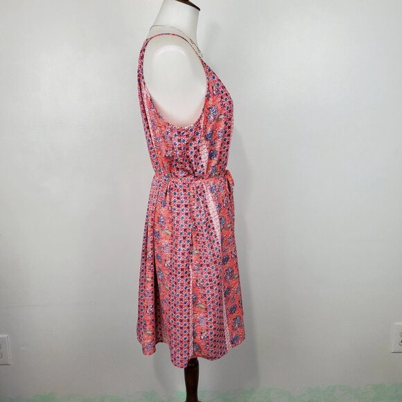 GAP Pink Blue Sleeveless Belted Halter Neck Summer Shift Dress With Pockets XS - Picture 6 of 12